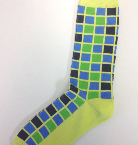 Green, Blue, Grey Check Socks-540