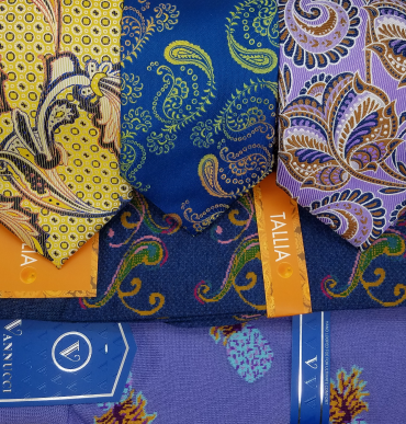 3 ties and 2 socks featuring paisley patterns